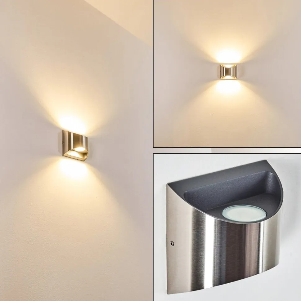 Applique Murale D'Exterieur Vano Led Nickel Mat, 2 Lumieres
