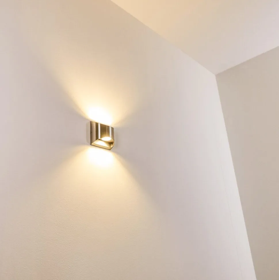 Applique Murale D'Exterieur Vano Led Nickel Mat, 2 Lumieres