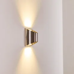 Applique Murale D'Exterieur Vano Led Nickel Mat, 2 Lumieres