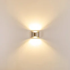 Applique Murale D'Exterieur Vano Led Nickel Mat, 2 Lumieres
