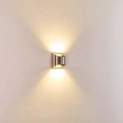 Applique Murale D'Exterieur Vano Led Nickel Mat, 2 Lumieres
