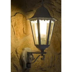 Applique Murale D'Exterieur Lutec Bristol Transparent, Blanc, 1 Lumiere, Detecteur De Mouvement