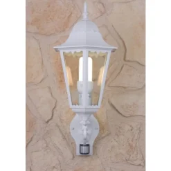 Applique Murale D'Exterieur Lutec Bristol Transparent, Blanc, 1 Lumiere, Detecteur De Mouvement