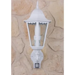 Applique Murale D'Exterieur Lutec Bristol Transparent, Blanc, 1 Lumiere, Detecteur De Mouvement