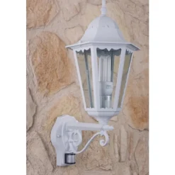 Applique Murale D'Exterieur Lutec Bristol Transparent, Blanc, 1 Lumiere, Detecteur De Mouvement