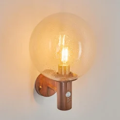 Applique Murale D'Exterieur Bubodefo Brun, Couleur Bois, 1 Lumiere, Detecteur De Mouvement