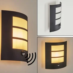 Applique Murale D'Exterieur Matilau Noir, Blanc, 1 Lumiere, Detecteur De Mouvement
