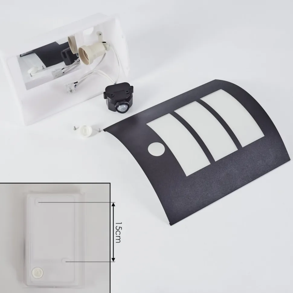 Applique Murale D'Exterieur Matilau Noir, Blanc, 1 Lumiere, Detecteur De Mouvement