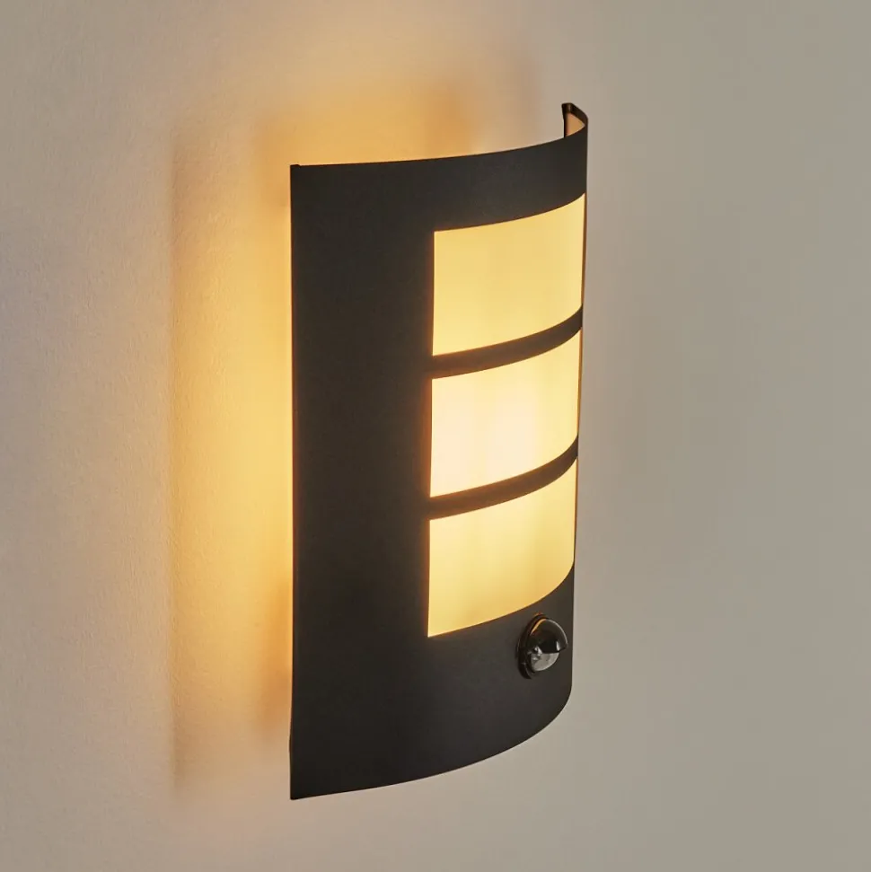 Applique Murale D'Exterieur Matilau Noir, Blanc, 1 Lumiere, Detecteur De Mouvement