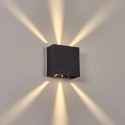Applique Murale D'Exterieur Spidern Led Noir, 1 Lumiere