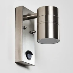 Applique Murale D'Exterieur Froslev Led Chrome, 1 Lumiere, Detecteur De Mouvement
