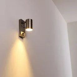 Applique Murale D'Exterieur Froslev Led Chrome, 1 Lumiere, Detecteur De Mouvement