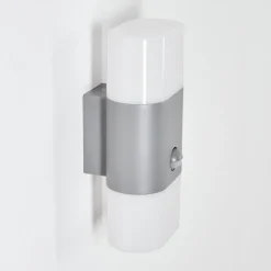 Applique Murale D'Exterieur Belerda Led Gris, 2 Lumieres, Detecteur De Mouvement