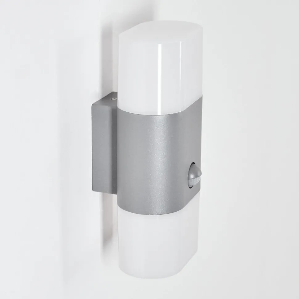 Applique Murale D'Exterieur Belerda Led Gris, 2 Lumieres, Detecteur De Mouvement