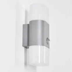 Applique Murale D'Exterieur Belerda Led Gris, 2 Lumieres, Detecteur De Mouvement