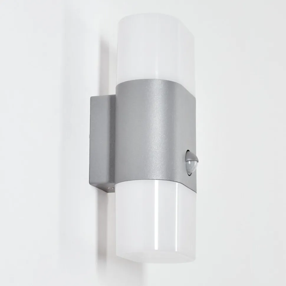 Applique Murale D'Exterieur Belerda Led Gris, 2 Lumieres, Detecteur De Mouvement