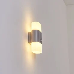 Applique Murale D'Exterieur Belerda Led Gris, 2 Lumieres, Detecteur De Mouvement