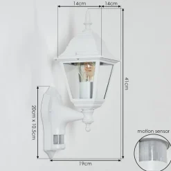 Applique Murale D'Exterieur Naofe Blanc, 1 Lumiere, Detecteur De Mouvement