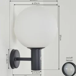 Applique Murale D'Exterieur Bubodefo Anthracite, 1 Lumiere, Detecteur De Mouvement