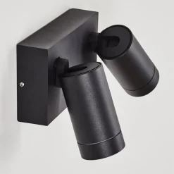 Applique Murale D'Exterieur Hakamken Noir, 2 Lumieres, Detecteur De Mouvement