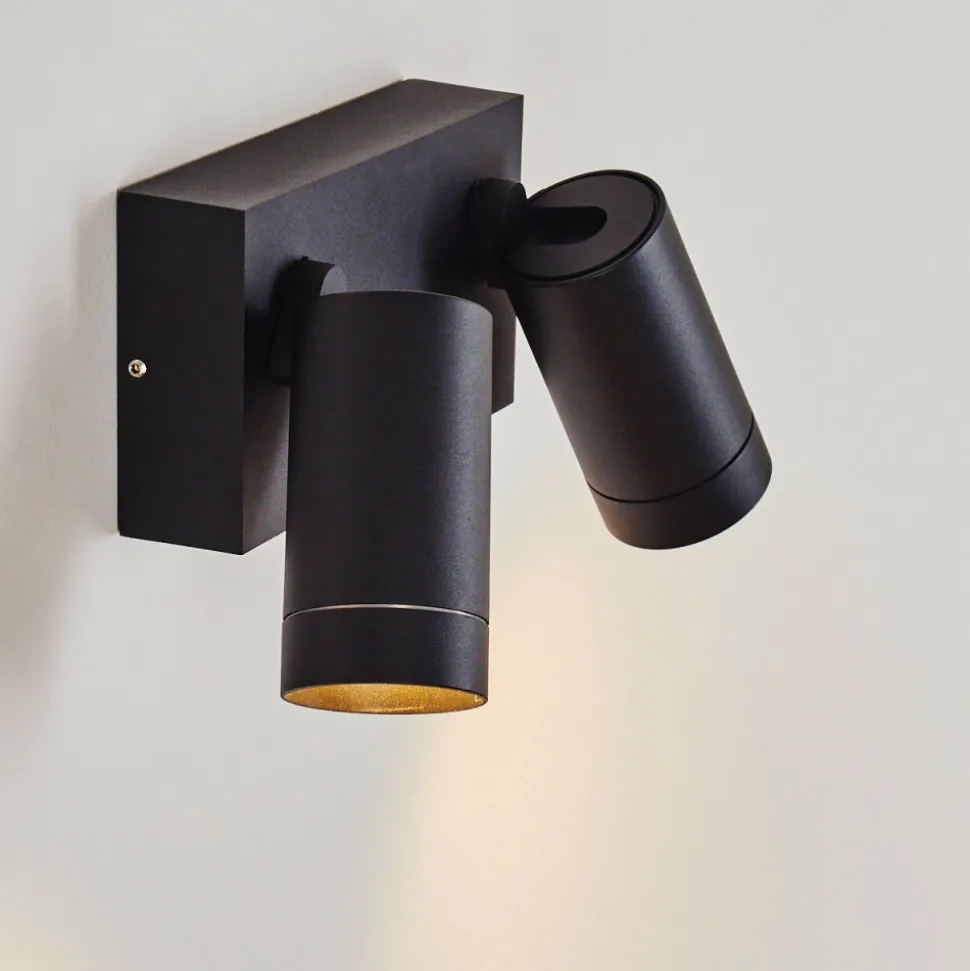 Applique Murale D'Exterieur Hakamken Noir, 2 Lumieres, Detecteur De Mouvement