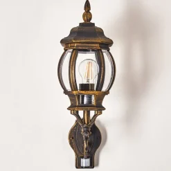 Applique Murale D'Exterieur Lentua Brun Dore, 1 Lumiere, Detecteur De Mouvement