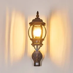 Applique Murale D'Exterieur Lentua Brun Dore, 1 Lumiere, Detecteur De Mouvement