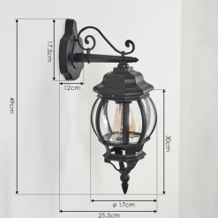 Applique Murale D'Exterieurlentua Noir, 1 Lumiere