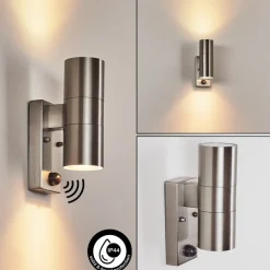 Applique Murale D'Exterieurbessiebelle Acier Inoxydable, 2 Lumieres, Detecteur De Mouvement