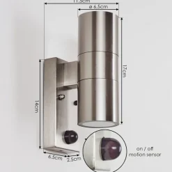 Applique Murale D'Exterieurbessiebelle Acier Inoxydable, 2 Lumieres, Detecteur De Mouvement