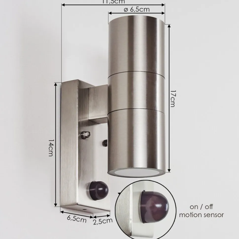 Applique Murale D'Exterieurbessiebelle Acier Inoxydable, 2 Lumieres, Detecteur De Mouvement