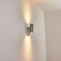 Applique Murale D'Exterieurbessiebelle Acier Inoxydable, 2 Lumieres, Detecteur De Mouvement
