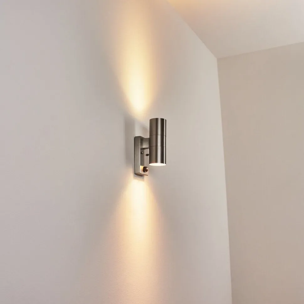 Applique Murale D'Exterieurbessiebelle Acier Inoxydable, 2 Lumieres, Detecteur De Mouvement