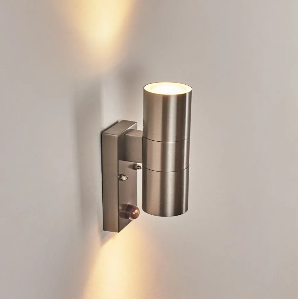 Applique Murale D'Exterieurbessiebelle Acier Inoxydable, 2 Lumieres, Detecteur De Mouvement
