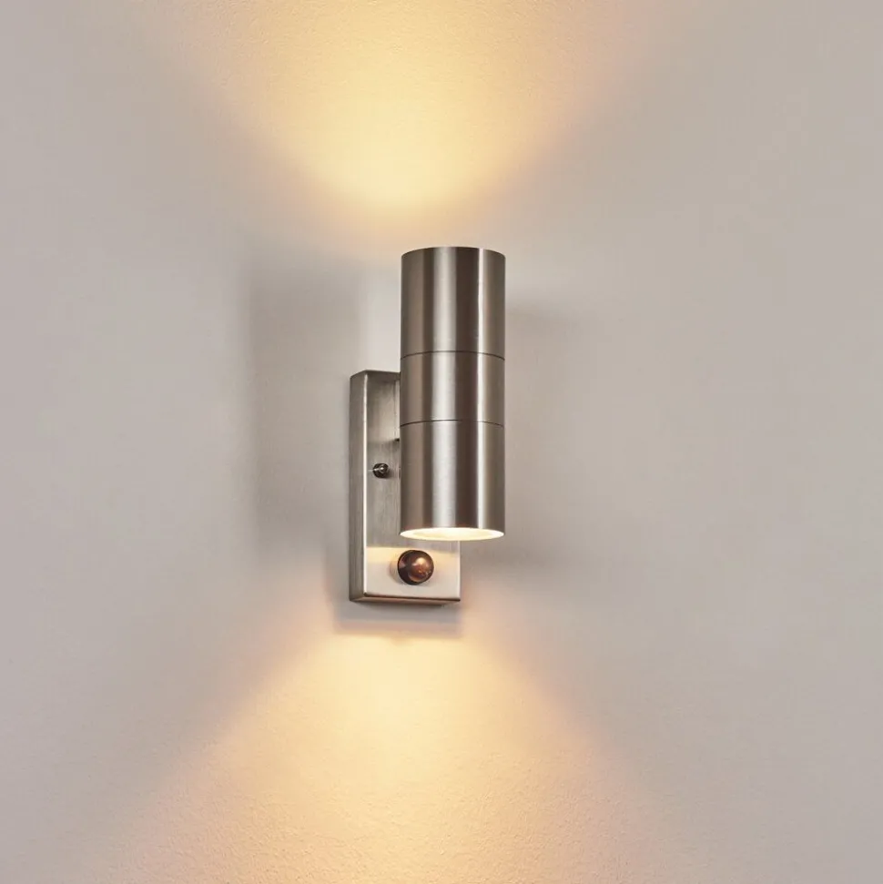 Applique Murale D'Exterieurbessiebelle Acier Inoxydable, 2 Lumieres, Detecteur De Mouvement