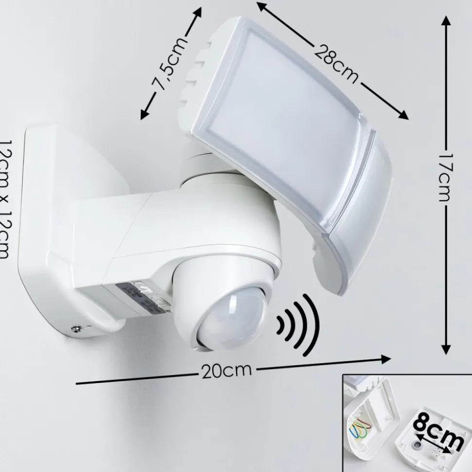 Applique Murale D'Exterieur Foroyar Led Blanc, 2 Lumieres, Detecteur De Mouvement