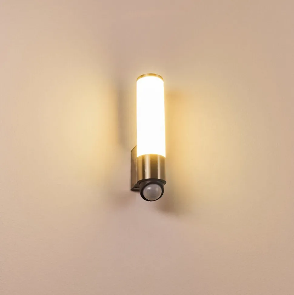 Applique Murale D'Exterieur Vason Led Acier Inoxydable, 1 Lumiere, Detecteur De Mouvement