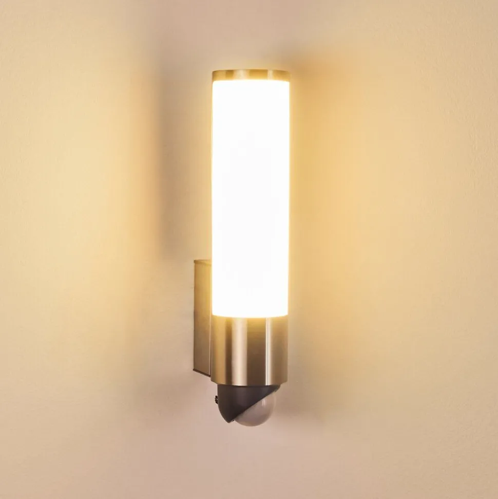 Applique Murale D'Exterieur Vason Led Acier Inoxydable, 1 Lumiere, Detecteur De Mouvement