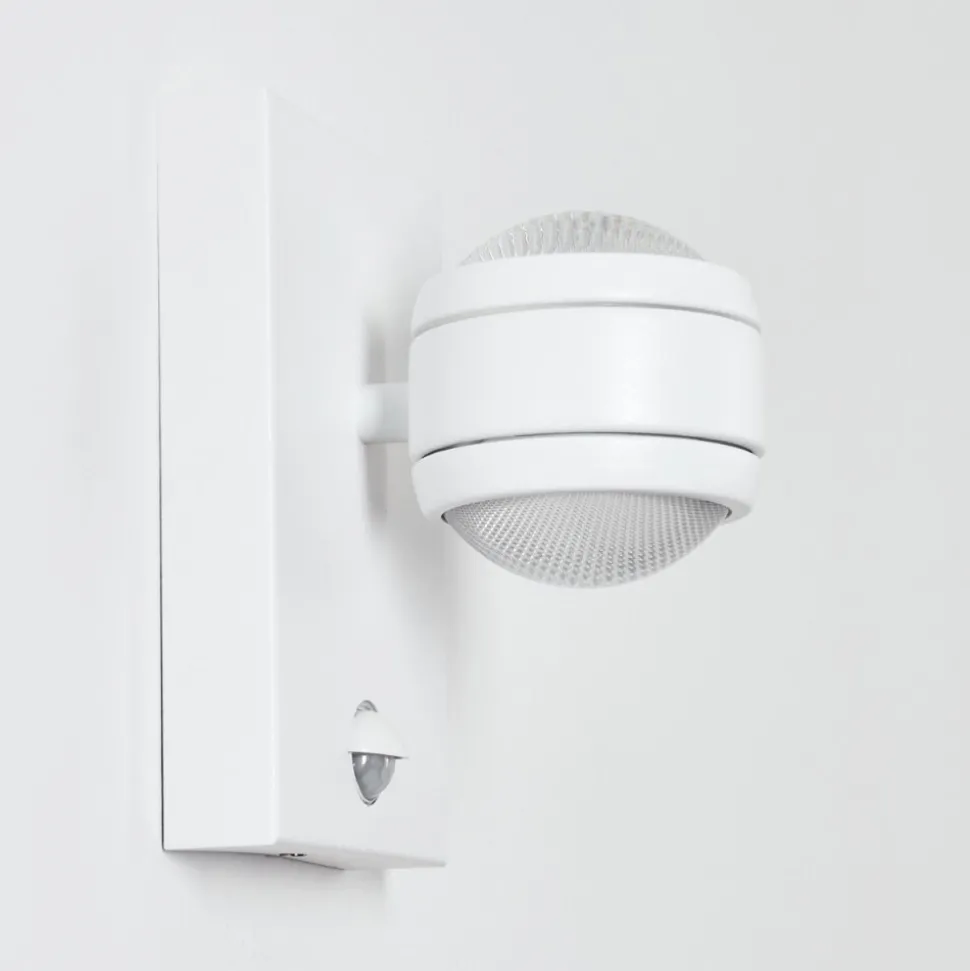 Applique Murale D'Exterieur Borlo Led Blanc, 2 Lumieres, Detecteur De Mouvement