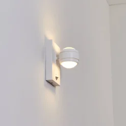 Applique Murale D'Exterieur Borlo Led Blanc, 2 Lumieres, Detecteur De Mouvement