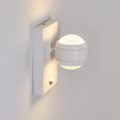 Applique Murale D'Exterieur Borlo Led Blanc, 2 Lumieres, Detecteur De Mouvement