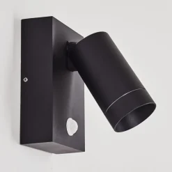 Applique Murale D'Exterieur Hakamken Noir, 1 Lumiere, Detecteur De Mouvement