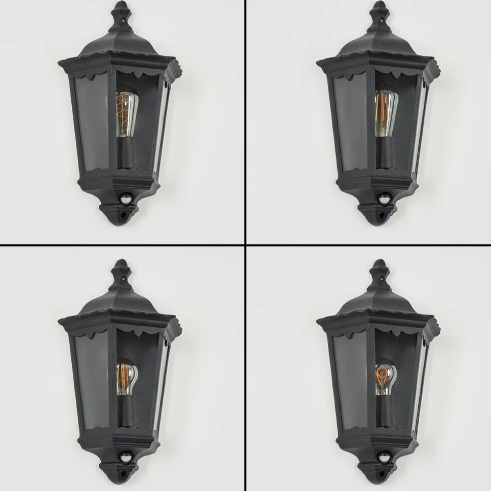 Applique Murale D'Exterieurhongkong Noir, 1 Lumiere, Detecteur De Mouvement