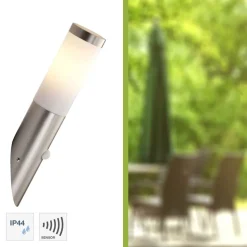 Applique Murale D'Exterieur Brilliant Chorus Acier Inoxydable, 1 Lumiere, Detecteur De Mouvement