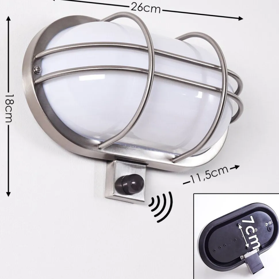 Applique Murale D'Exterieur Belmopan Acier Inoxydable, 1 Lumiere, Detecteur De Mouvement