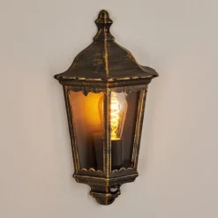Applique Murale D'Exterieurhongkong Brun, Or, 1 Lumiere, Detecteur De Mouvement
