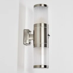 Applique Murale D'Exterieur Tolsona Acier Inoxydable, 2 Lumieres, Detecteur De Mouvement