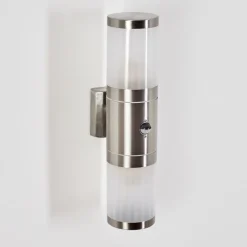 Applique Murale D'Exterieur Tolsona Acier Inoxydable, 2 Lumieres, Detecteur De Mouvement