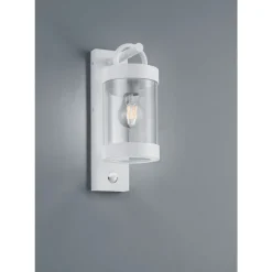 Applique Murale D'Exterieur Trio Sambesi Blanc, 1 Lumiere, Detecteur De Mouvement