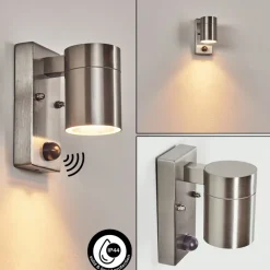 Applique Murale D'Exterieurbessiebelle Acier Inoxydable, 1 Lumiere, Detecteur De Mouvement
